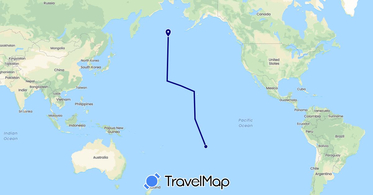 TravelMap itinerary: driving in France, Kiribati, United States (Europe, North America, Oceania)